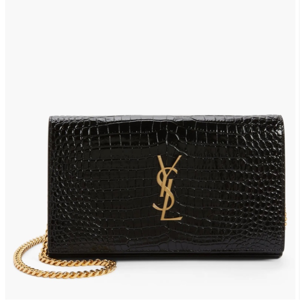 Saint Laurent - New w/ Tags - Medium Cassandra Monogram Leather & Suede Envelope